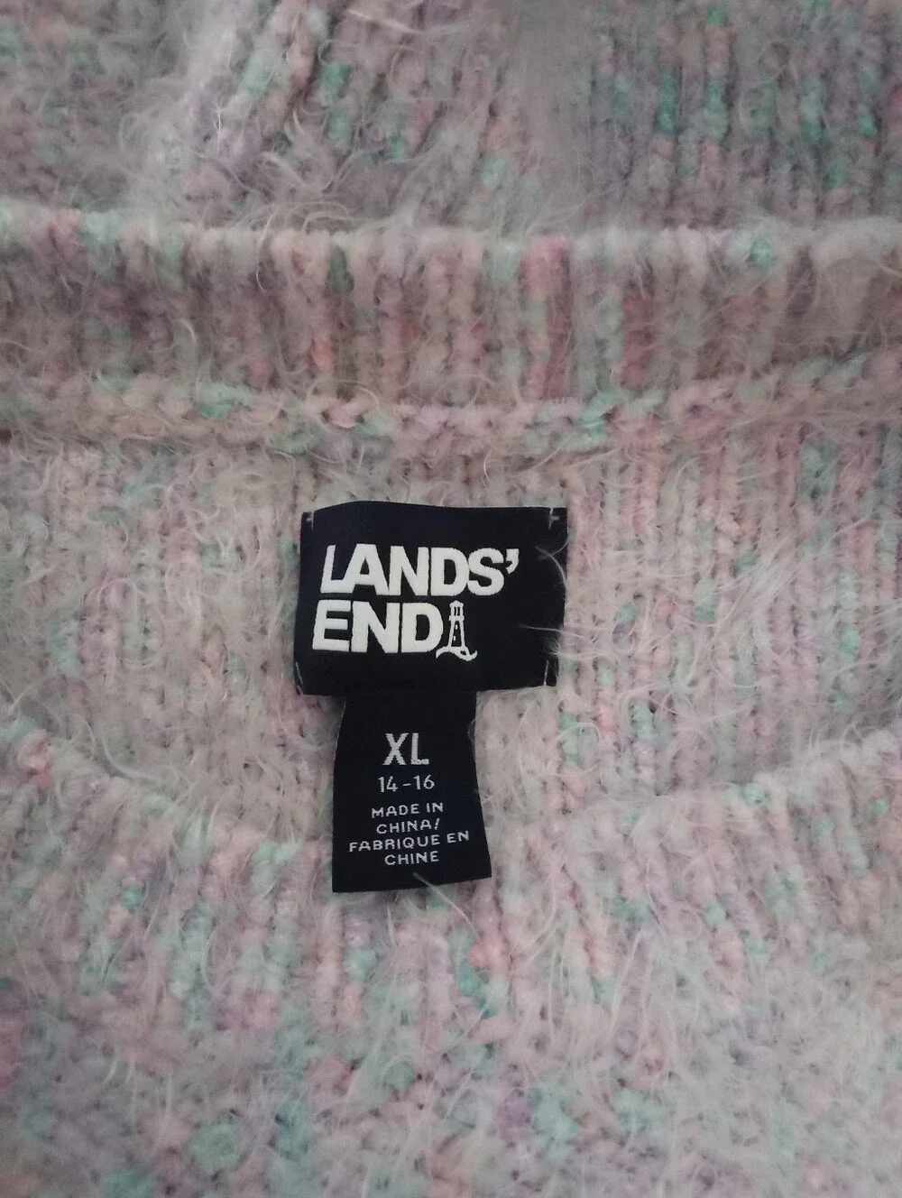 Lands' End Girl's Lavender Fuzzy Crewneck Sweater Girl's Size XL